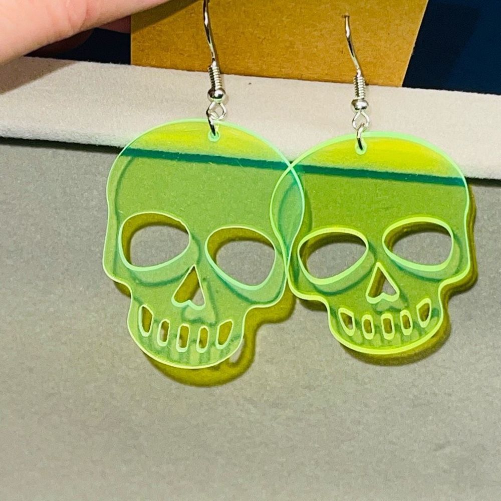 Acrylic Neon  Skull Earrings Gothic NEW